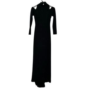 Betsy & Adam by Linda Bernell Vintage 80s/90s Long-sleeve Black Sparkle Dress